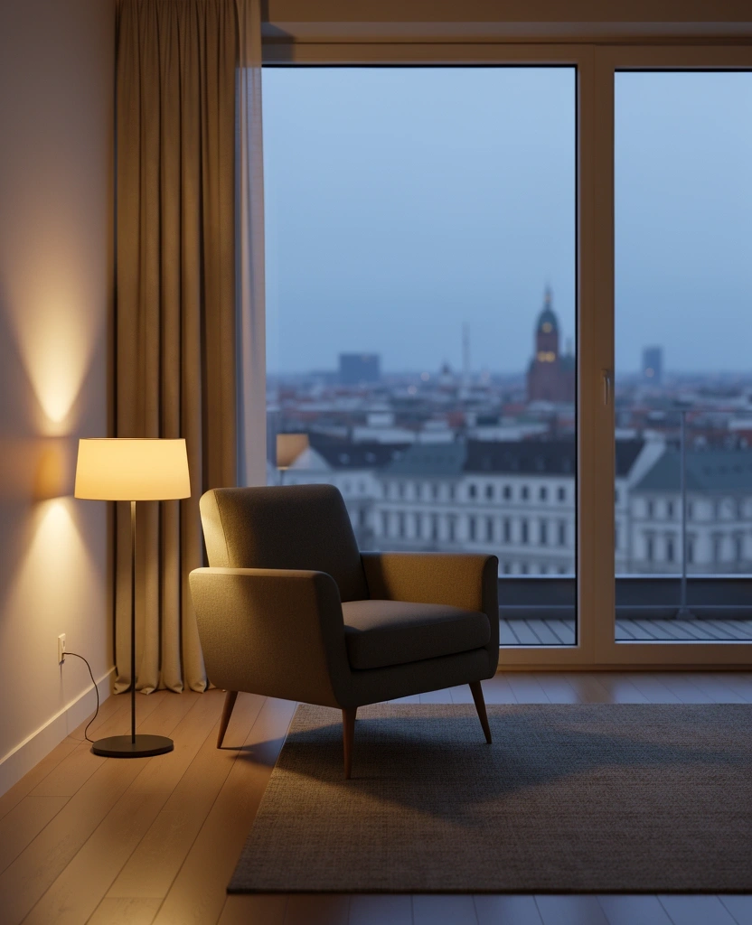 Ruhige Abendatmosphäre in einem Frankfurter Wohnraum